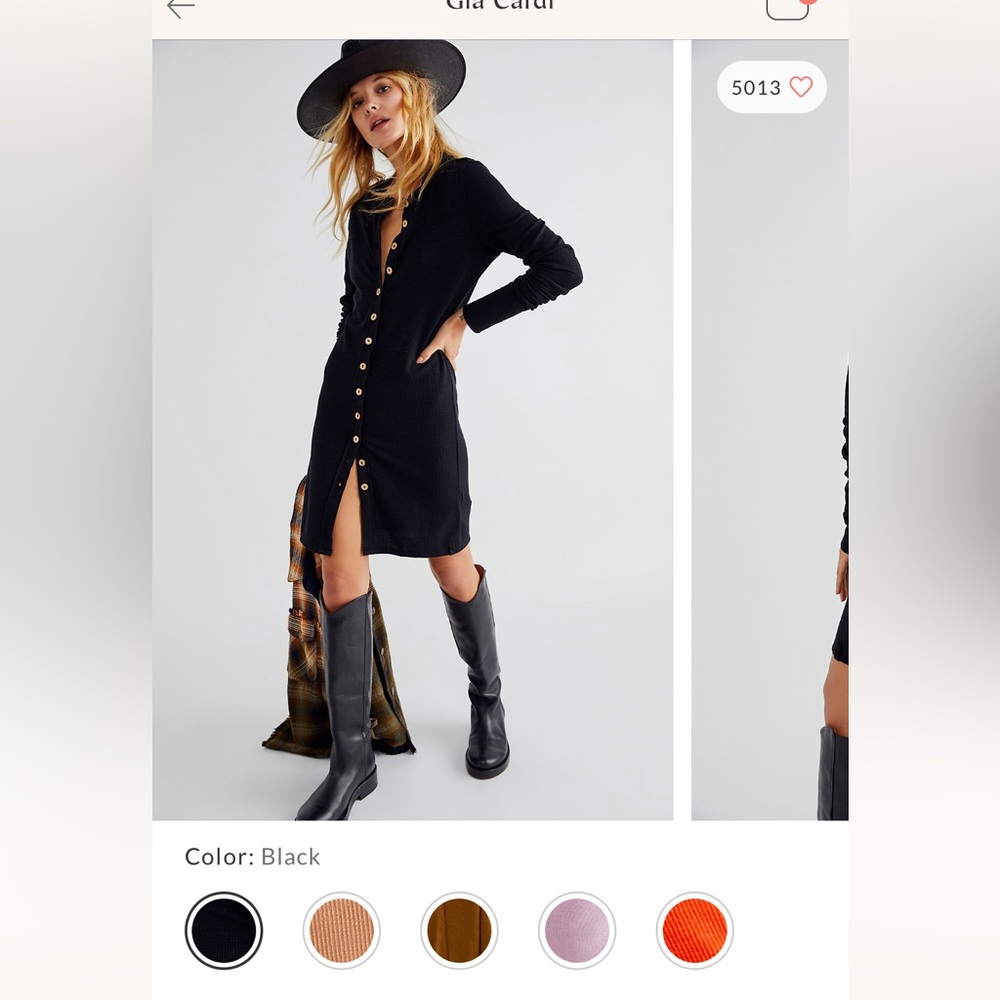 We The Free Black Long Sleeve Crew Neck Dress Casual